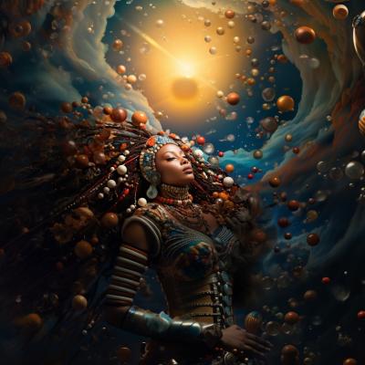 Flue Keeso A Zulu Queen Floating In A Whimsical World Surrounde 93acacc4 5b2a 4cb0 9c04 67064578bd86